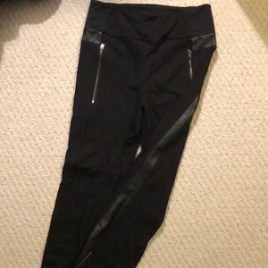 Athleta tux stripe leggings with zip at angles